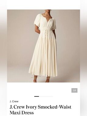 J. Crew Cream Lightweight Maxi Dress with Smocked Waist